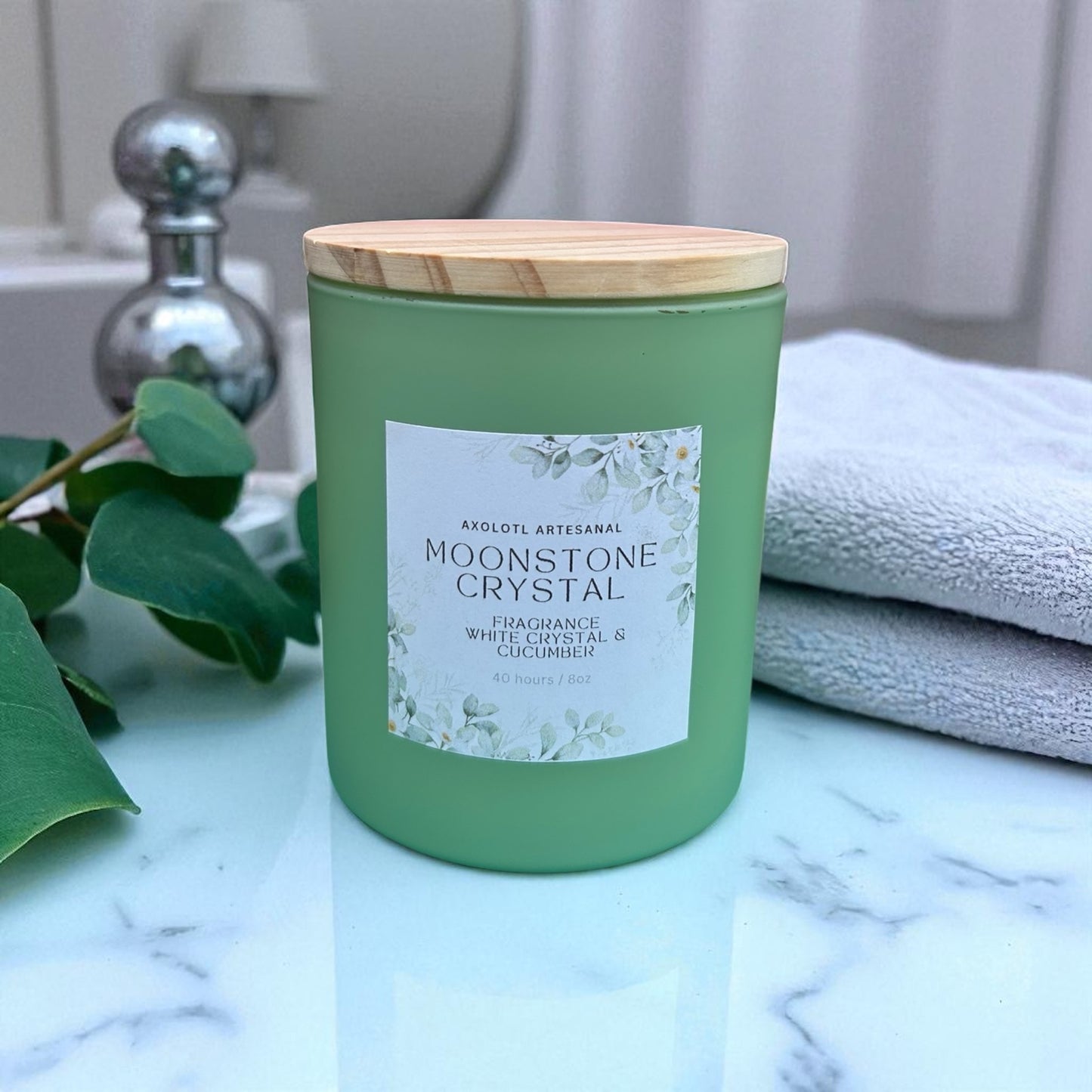 Moonstone Crystal Candle